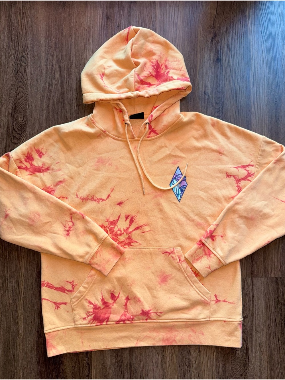Empyre Peach Hoodie with Orange Tie-Dye Accents